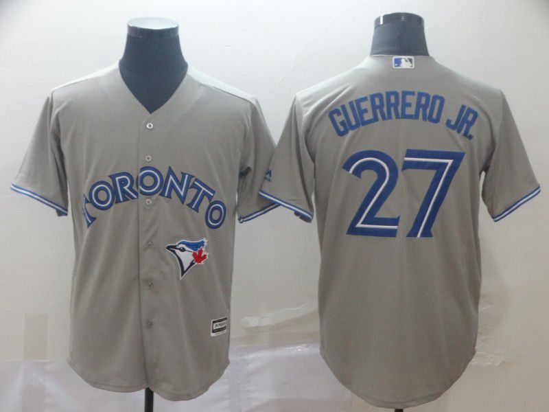 Men Toronto Blue Jays 27 Guerrero jr Grey Game MLB Jersey